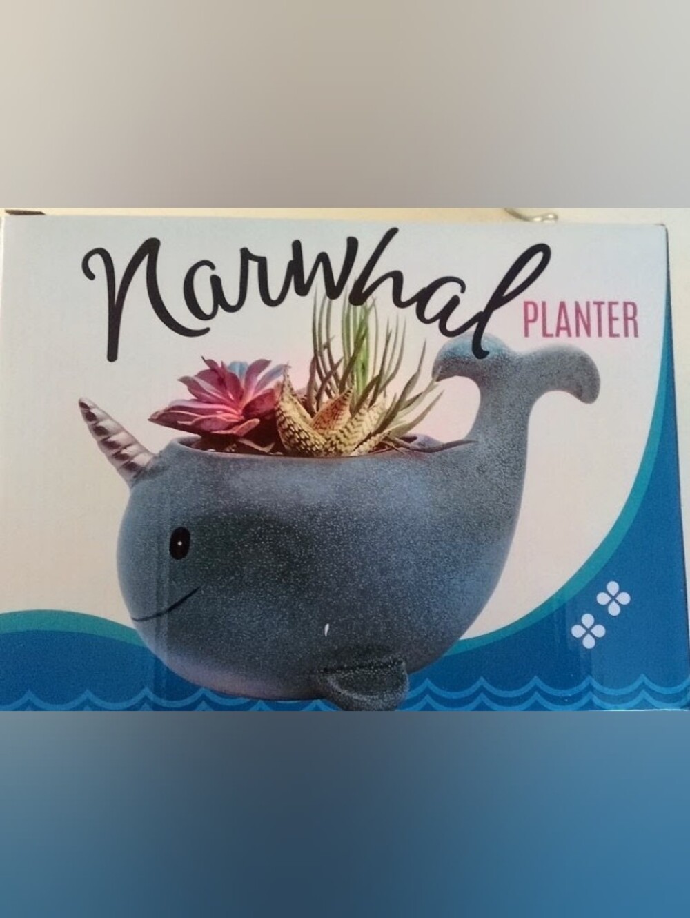 Planter - Blue Ceramic Whale Succulent Pot
